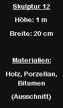 Textfeld: Skulptur 12H�he: 1 mBreite: 20 cmMaterialien:Holz, Porzellan, Bitumen(Ausschnitt)