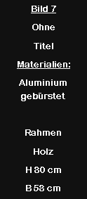 Textfeld: Bild 7Ohne TitelMaterialien:Aluminium geb�rstetRahmen HolzH 80 cmB 58 cm